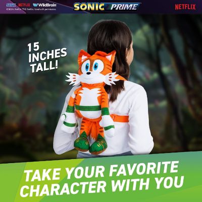 Sonic Prime: 15" Plush Backpack - Mangey Tails - Kids Backpack,Ages 3+ Image 3