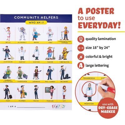 Spark Community Helpers Poster for Classroom 18 x 24 Laminated Double Sided English/Spanish Wall Chart Image 2