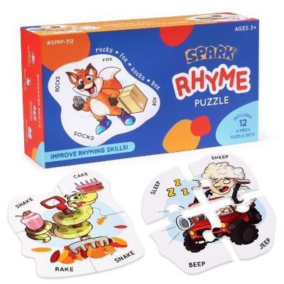 Spark Rhyming Puzzle Matching Game Animal 4 Piece Puzzle Sets Image 1