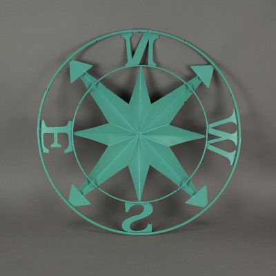 Special T Imports 24 Inch Distressed Turquoise Metal Compass Rose Nautical Wall Decor Hanging Art Image 3