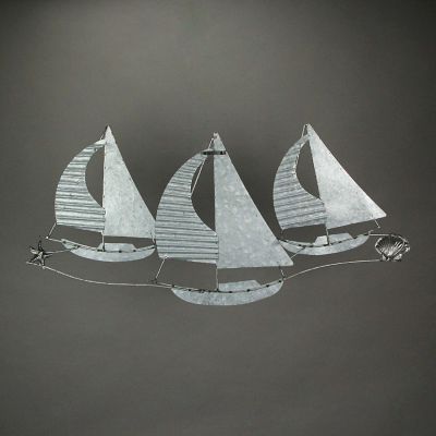 Special T Imports Galvanized Metal Sailboat Wall Art Nautical Beach Home Decor Coastal Sculpture Image 2