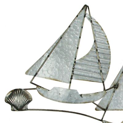 Special T Imports Galvanized Metal Sailboat Wall Art Nautical Beach Home Decor Coastal Sculpture Image 3