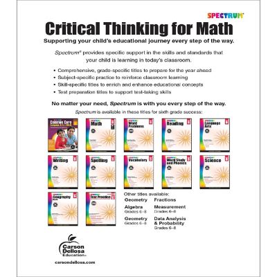 Spectrum Critical Thinking for Math, Grade 6 Image 1