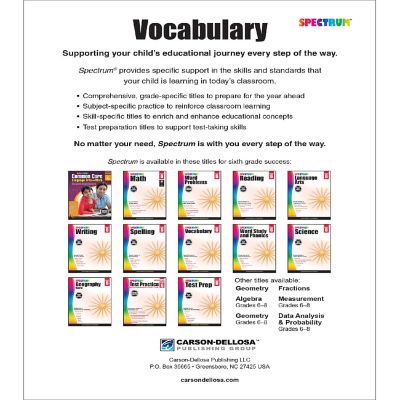 Spectrum Vocabulary, Grade 6 Image 1