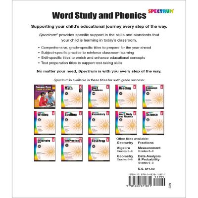 Spectrum Word Study and Phonics, Grade 6 Image 1