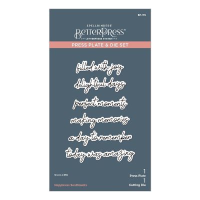 Spellbinders BetterPress Press Plate &amp; Die Set-Happiness Sentiments Image 1