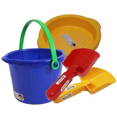 Spielstabil Toddler Sand Toys Bundle - Pail, Sieve and 2 Scoops (Colors Vary) Image 1