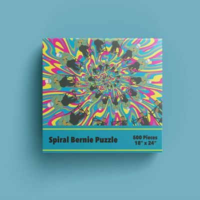 Spiral Psychedelic Bernie Sanders Jigsaw Puzzle 500pc Meme Cartoon Mighty Mojo Image 1