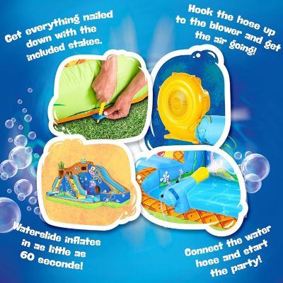 SpongeBob Deluxe Inflatable Water Slide with Climbing Wall, 2 Slides &amp; Splash Pool Image 2