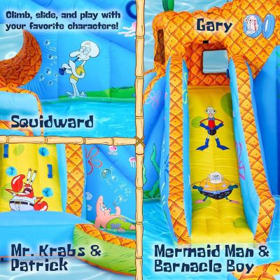 SpongeBob Deluxe Inflatable Water Slide with Climbing Wall, 2 Slides &amp; Splash Pool Image 3