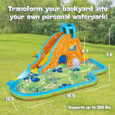 SpongeBob Slide &amp;#8216;N Spray Inflatable Water Slide with Climbing Wall, Splash Down Pool &amp; More Image 1