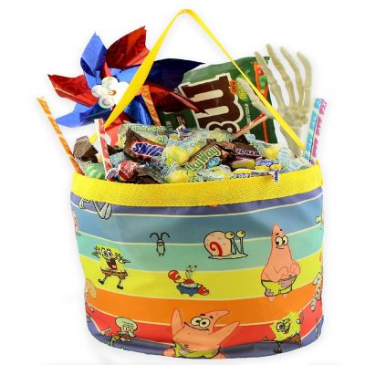 Spongebob Squarepants Boys Girls Collapsible Nylon Gift Basket Bucket Toy Storage Tote Bag (One Size, Yellow/Multi) Image 1