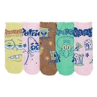 Spongebob Squarepants Character Art Women's 5-Pair Ankle Socks Image 1