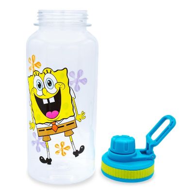SpongeBob SquarePants Happy Laugh Flowers Twist Spout Water Bottle & Sticker Set Image 1