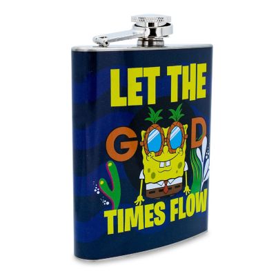 SpongeBob SquarePants &quot;Mister Good Times&quot; Stainless Steel Flask  Holds 7 Ounces Image 1