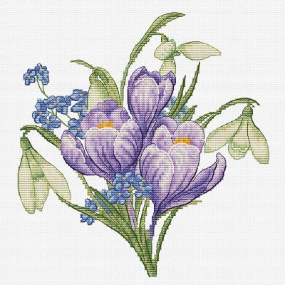 Spring Flowers B1404L Counted Cross-Stitch Kit Image 1