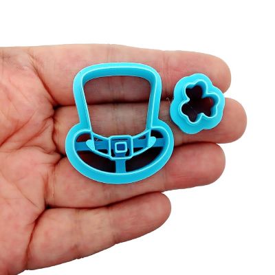St. Patrick's Day Clay Cutters, 2 pc, Leprechaun Hat with Clover Image 1