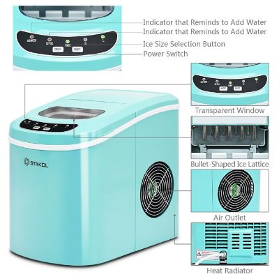 Stakol Portable Compact Electric Ice Maker Machine Mini Cube 26lb/Day Mint Green Image 2