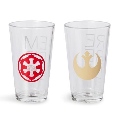 Star Wars 16oz Pint Glasses - Rebel & Empire Symbols - 2 Set Image 1