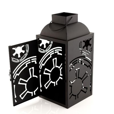 Star Wars Black Stamped Lantern  Empire Imperial Symbol  14 Inches Tall Image 3