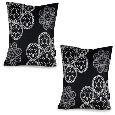 Star Wars Black Throw Pillow  White Imperial Logo  20 x 20 Inches  Set of 2 Image 1
