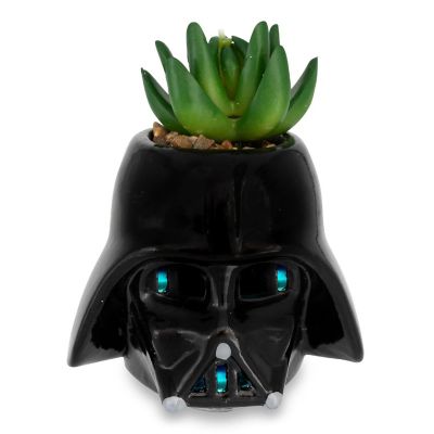 Star Wars Darth Vader Helmet Light-Up Mini Planter With Artificial Succulent Image 1