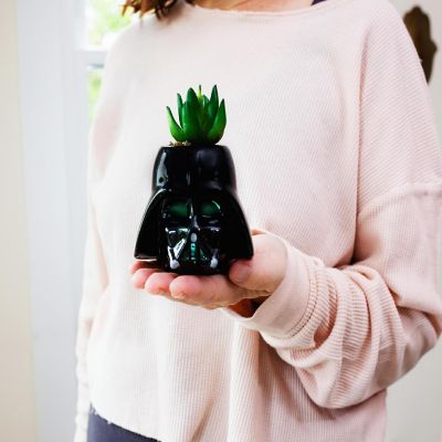 Star Wars Darth Vader Helmet Light-Up Mini Planter With Artificial Succulent Image 2
