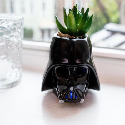 Star Wars Darth Vader Helmet Light-Up Mini Planter With Artificial Succulent Image 3