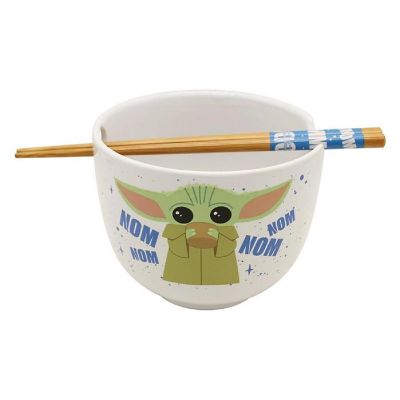 Star Wars: The Mandalorian Grogu &quot;Nom Nom&quot; 20-Ounce Ramen Bowl With Chopsticks Image 1