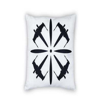 Star Wars White Throw Pillow  Black X-Wing Fighter Design  18 x 18 Inches Image 1
