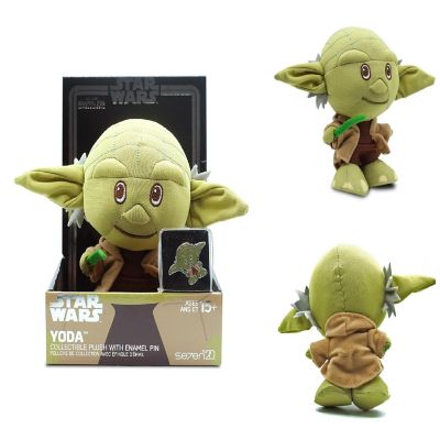 Star Wars Yoda Stylized Plush Character And Enamel Pin  Measures 7 Inches Tall Image 1