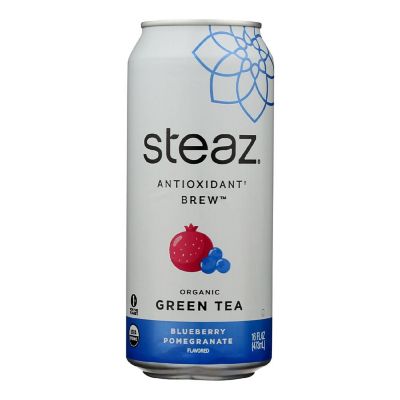 Steaz Lightly Sweetened Green Tea - Blueberry Pomegranate - Case of 12 - 16 Fl oz. Image 1