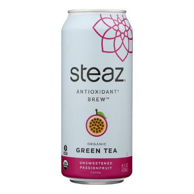 Steaz Unsweetened Green Tea - Passion Fruit - Case of 12 - 16 Fl oz. Image 1