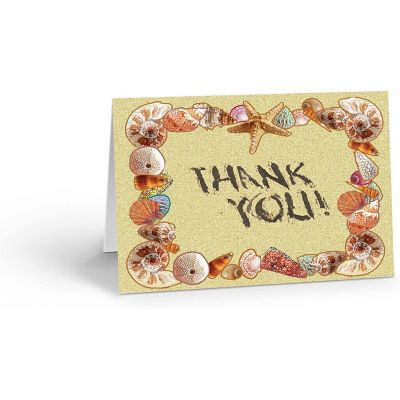 Stonehouse Collection Beach Note Card Set - 10 Boxed Beach Sand Note Cards - (Shells) Image 1