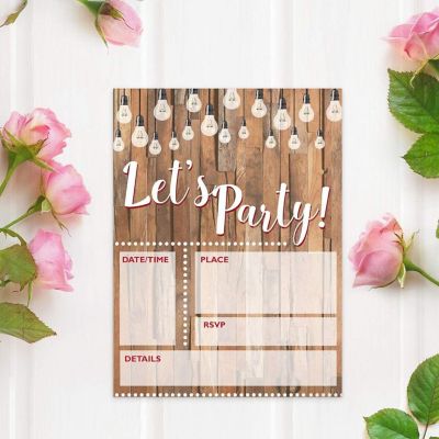 Stonehouse Collection Let's Party - 25 Invites and Envelopes - (Rustic Lets Party) Image 1