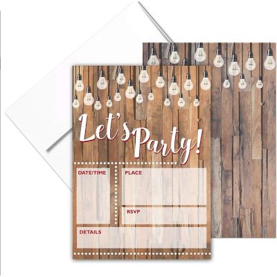 Stonehouse Collection Let's Party - 25 Invites and Envelopes - (Rustic Lets Party) Image 2