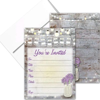 Stonehouse Collection Rustic Fill-in Party Invitations With Envelopes (Rustic Mason Jar) Image 1