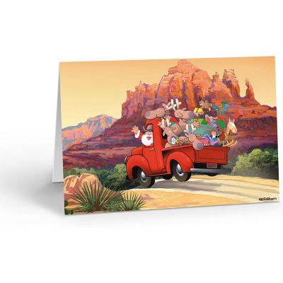 Stonehouse Collection Santa's Red Truck Christmas Card - Red Rocks, Sedona Arizona Image 1