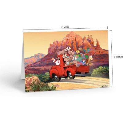 Stonehouse Collection Santa's Red Truck Christmas Card - Red Rocks, Sedona Arizona Image 2