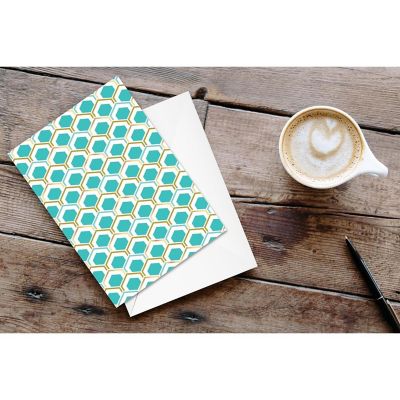 Stonehouse Collection Teal Pattern - 10 Boxed Blank Cards and Envelopes  (Teal Pattern Number 2) Image 3
