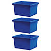 Storex 4 Gallon Storage Bin, Blue, Pack of 3 Image 1