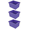 Storex 4 Gallon Storage Bin, Purple, Pack of 3 Image 1