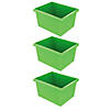 Storex Small Classroom Storage Bin, Green, Pack of 3 Image 1