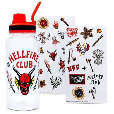 Stranger Things Hellfire Club 32-Ounce Twist Spout Water Bottle and Sticker Set Image 1