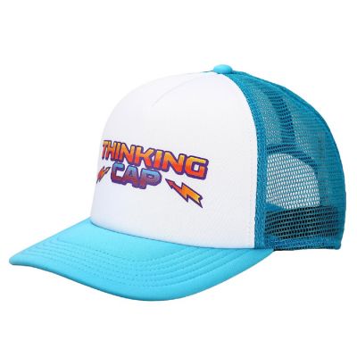 Stranger Things Netflix Series Blue &amp; White Thinking Hat Trucker Hat Image 1