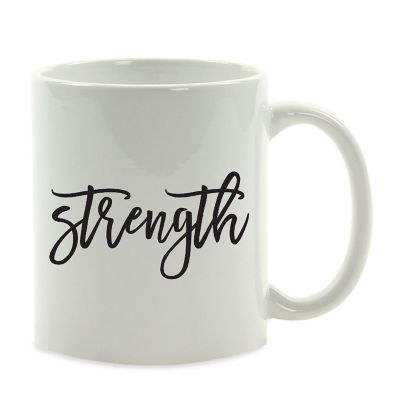 Strength Black Calligraphy Ceramic Mug Image 2