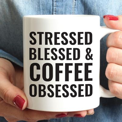 Stressed Blessed Obsessed ceramic mug Image 1