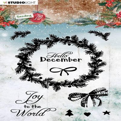 Studio Light SL Clear Stamp Christmas Wreath Sending Joy 105x148mm nr55 Image 1