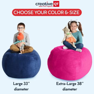 Stuff n Sit XL 38&amp;#8217;&amp;#8217; Bean Bag Storage Cover for Stuffed Toys, Great as Bedroom Organizer or Chair, Grey/White Striped Image 2