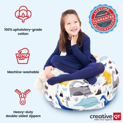 Stuff n Sit XL 38&amp;#8217;&amp;#8217; Bean Bag Storage Cover for Stuffed Toys, Great as Bedroom Organizer or Chair, Grey/White Striped Image 3